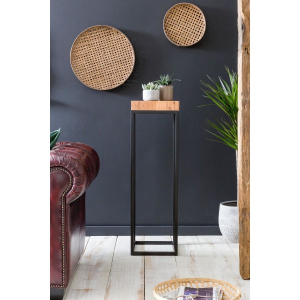 Rootz sidobord 30 x 97 x 30 cm Acacia metall sidobord högt - Industriell stil Litet bord Vardagsrum - Träbord med metallben - Abstelltisch Blumentisch