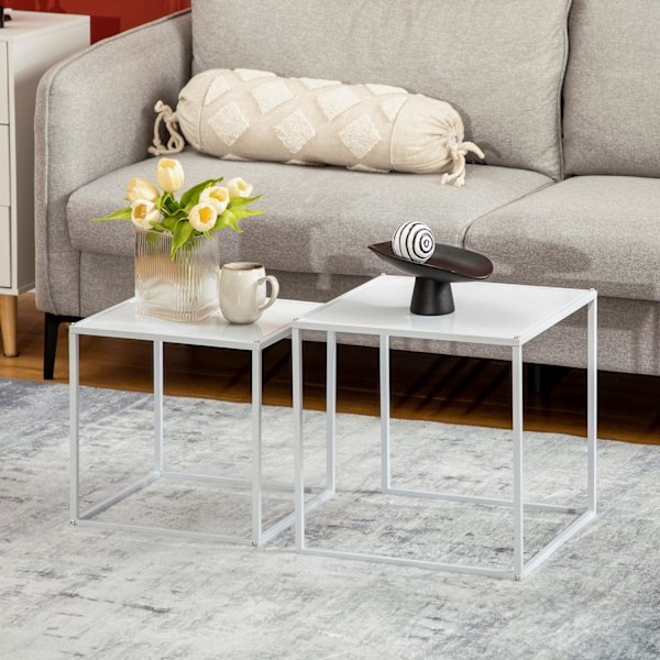 Rootz Side Table Set - Moderne hekkeborde - Rumbesparende sofaborde - Robust stålramme - 40 cm x 40 cm x 40 cm