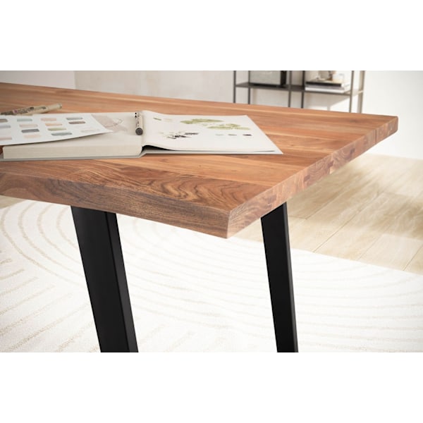 Rootz Modern Design -toimistopöytä - Massiivipuinen työpöytä - Luonnonpuun syyt - U-muotoiset metallijalat - Käsintehty - 180cm x 90cm x 76cm