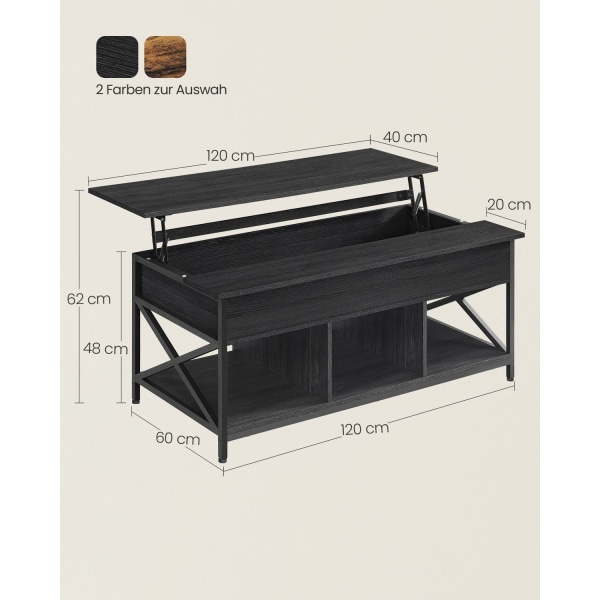 Rootz Antracit Grå-Sort Sofabord - Spånplade Stål - Stuebord - Moderne Bord - Robust konstruktion - 60cm x 120cm x 62cm