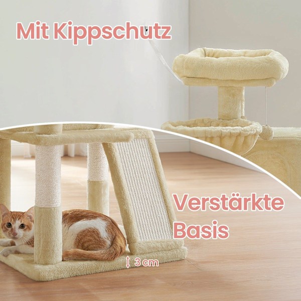 Rootz Cat Scratching Post - Cat Tree - Scratch Tower - Sisal indpakket - 48 x 48 x 96 cm