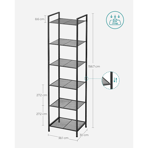 Rootz Black Steel Badrumshylla - Förvaringsställ - Organizer - Slitstarkt material - Enkel montering - Utrymmesbesparande design - 38,1 cm x 30 cm x 1