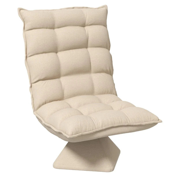Rootz Hvilestol - Læsestol - Drejelig - Sædehynde - Gulvsofa - Linnedlook - Beige - 62 cm x 70 cm x 95 cm