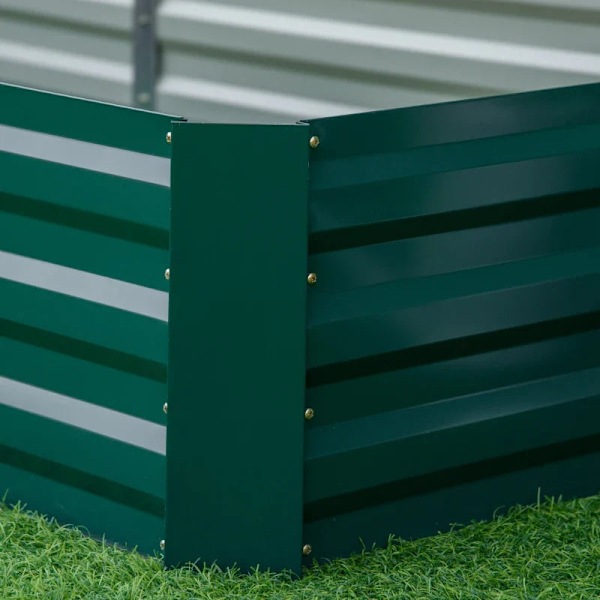 Rootz Metal Upphöjd trädgårdssäng - Planteringslåda - Utomhusplanterier - Växande blommor - Örter - Enkel montering - Grön - 95L x 90,5W x 29,8H cm