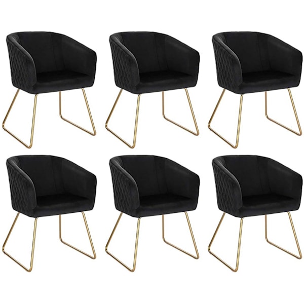 Rootz Velvet Matstolar Set med 6 - Guldmetallben - Elegant sittplats - Bekväm och hållbar - Ergonomisk design - Halkfri - Enkel montering - 43 cm x 41