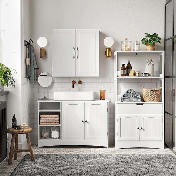 Rootz Under-Sink Cabinet - Badeværelsesopbevaring - Vaskeskab - MDF - Chrome Håndtag - 90cm x 30cm x 60cm
