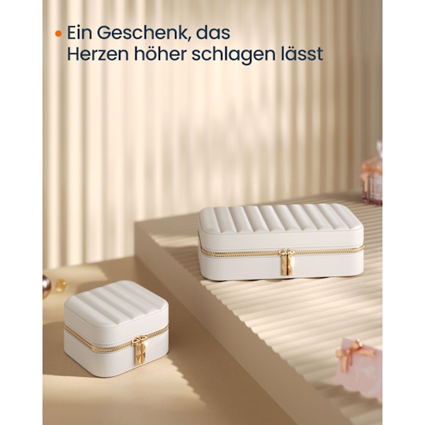 Rootz Cloud White Resesmyckeskrin - Organizerfodral - Bärbar förvaring - PU-läder - 10,5 cm x 10,5 cm x 6 cm