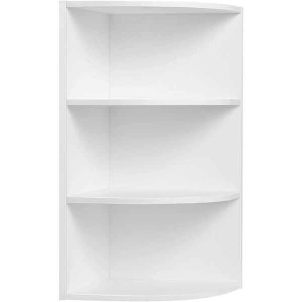 Rootz Hanging Corner Hylde - Hvid vifteformet væghylde - Multi-Tier Opbevaring - E1 Engineered Wood - Pladsbesparende - 30 cm x 60 cm x 30 cm