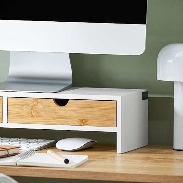 Rootz Monitor Stand Riser - Computerstativ - Desk Organizer - MDF-materiale - 47cm x 11cm x 18cm - Perfekt højde - Pladsbesparende
