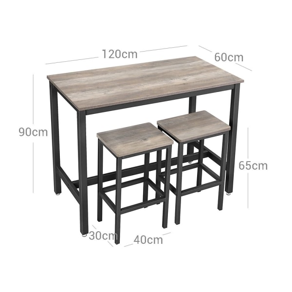 Rootz Barbordsæt - Pubbord med skammel - Bord med høj bord - Bor