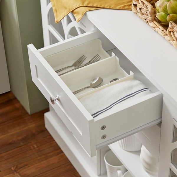 Rootz Køkkenskab Skænk - Entreskab - Kommode - MDF og glaskonstruktion - Rummelig opbevaring - Støvfrit display - Nem montering - 120cm x 78cm x 39cm