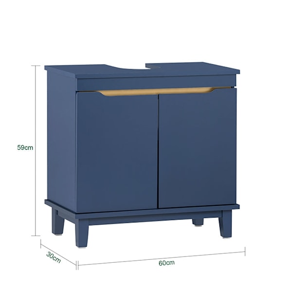 Rootz Vask Underskab - Badeværelsesskab - Håndvaskstativ - Pladsbesparende opbevaring - Fugtbeskyttelse - Robuste fyrretræsben - 60 cm x 59 cm x 30 cm