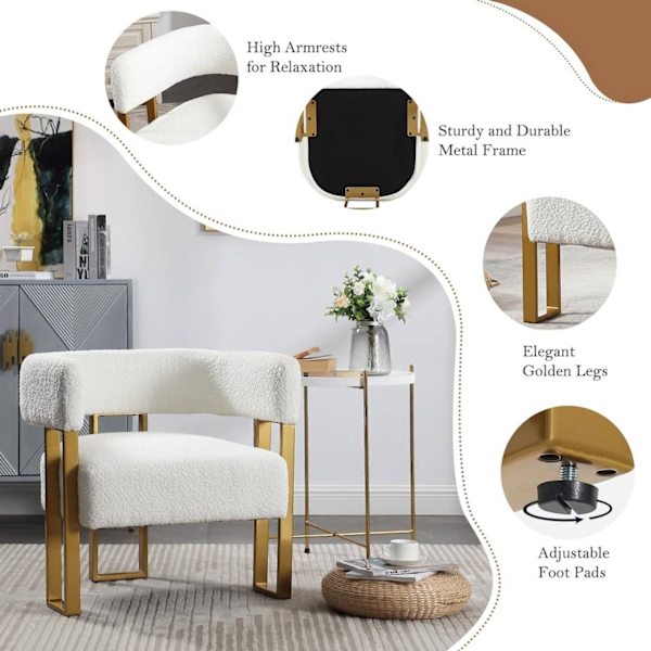 Rootz Chenille Fabric Lounge Chair - Relax Chair - Polstret lænestol - Ergonomisk ryglæn - 67,5 cm x 70 cm x 60 cm