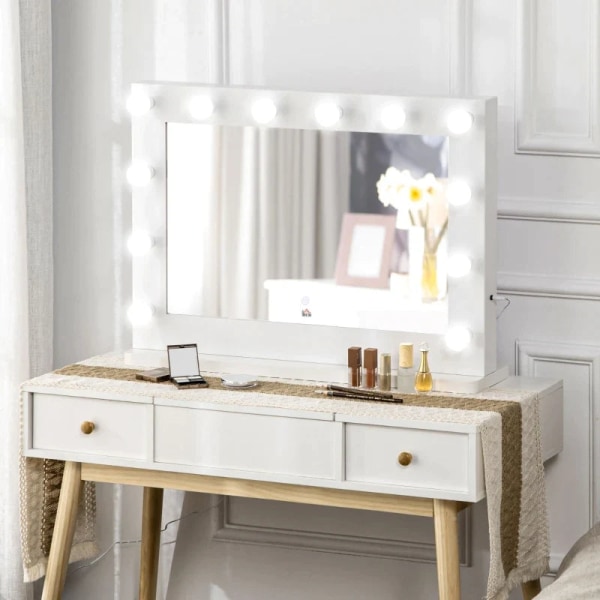 Rootz Hollywood Mirror Lighting - Touch Control - Hukommelsesfunktion - 12 dæmpbare - Led lamper - Hvid - 80 x 60 cm