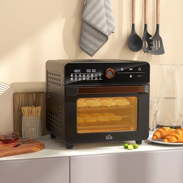 Rootz Mini Oven Air Fryer - Retro brödrost - Multifunktionell spis - 17 förinställningar - 20L Kapacitet - 40-220°C - 36cm x 37cm x 34,5cm