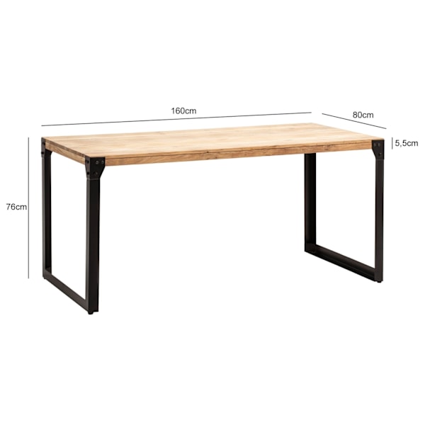 Rootz Industrial Spisebord - Massivt bord - Håndlavede møbler - Sæder 8 - 160 cm x 80 cm x 76 cm - Natural Acacia Wood Grain