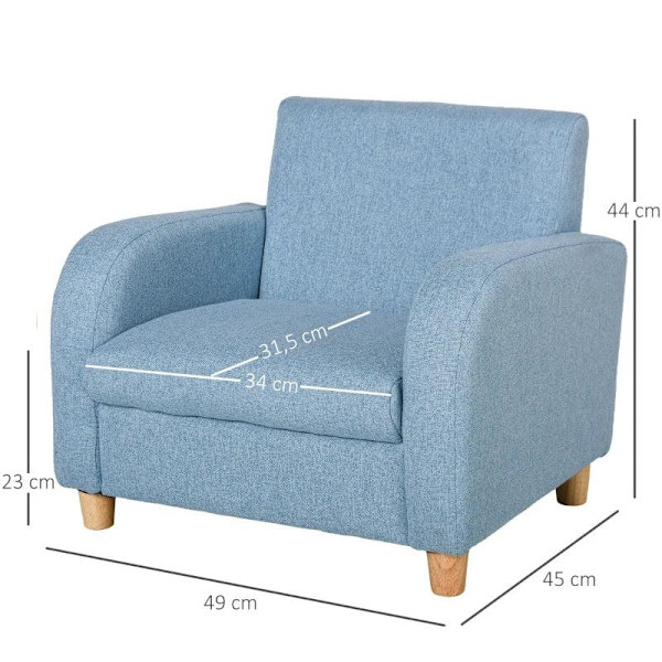 Rootz Barnsoffa - Barnfåtölj - Sittdynor för barn - Blå - 49x45x44,5 cm