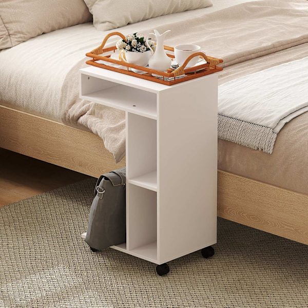 Rootz sidebord - C -formet serveringsbil - mobilarrangør - 4 hjul - effektiv opbevaring - 40 x 30 x 69 cm, robust spånplade, hvid