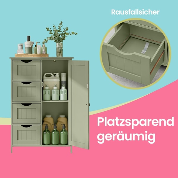 Rootz badeværelse skab - smalt sideskab - Laurel Grun - Fugtbestandig MDF - 30 cm x 55 cm x 82 cm