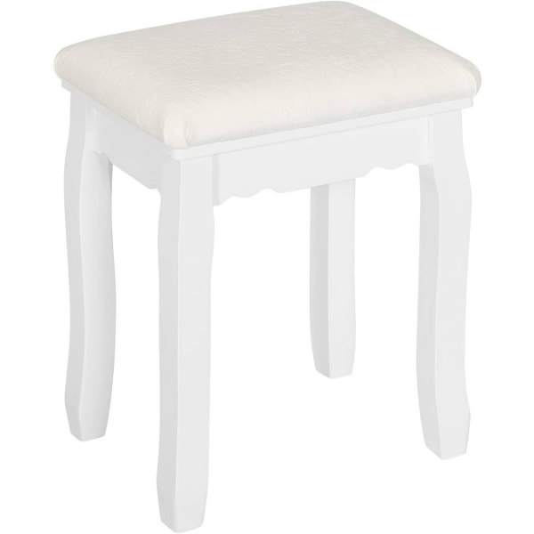 Rootz Elegant White Makeup Pall - Sminkstol - Påklädningsstol - Bekvämt sammetsöverdrag - Mångsidig användning - Hållbar konstruktion - 38cm x 45cm x