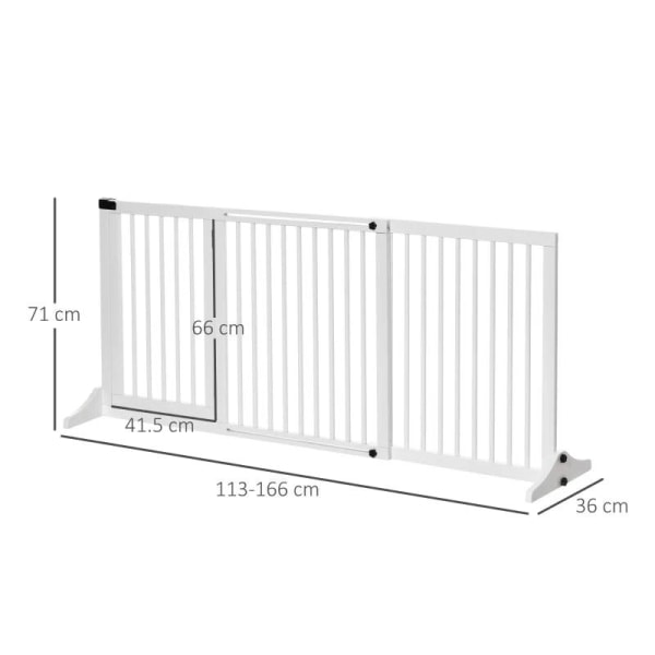 Rootz Pet Gate - Koiraportti - Koiran este - Turvaportti - Valkoinen - 113-166 x 36 x 71 cm