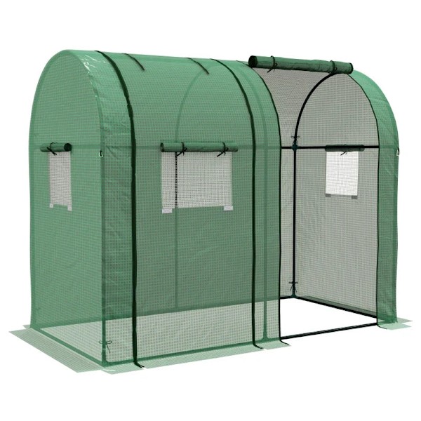 Rootz Mini Greenhouse - Litet växthus - Kallram - 2 planteringsytor - Rulldörrar - Grön - 185 x 94 x 150cm