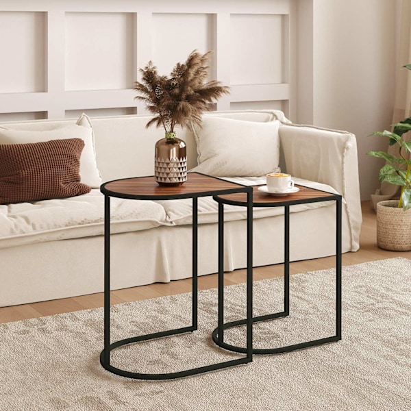 Rootz 2 -stykke sofabord sæt - sideborde - natkonsoller - metalramme - rumbesparende - 45x38x58 cm & 41x32x52cm