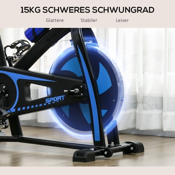 Rootz motionscykel - Inomhuscykel - Tyst bältesdrift - Justerbart motstånd - LCD-skärm - Blå - 118cm x 50cm x 105-115cm
