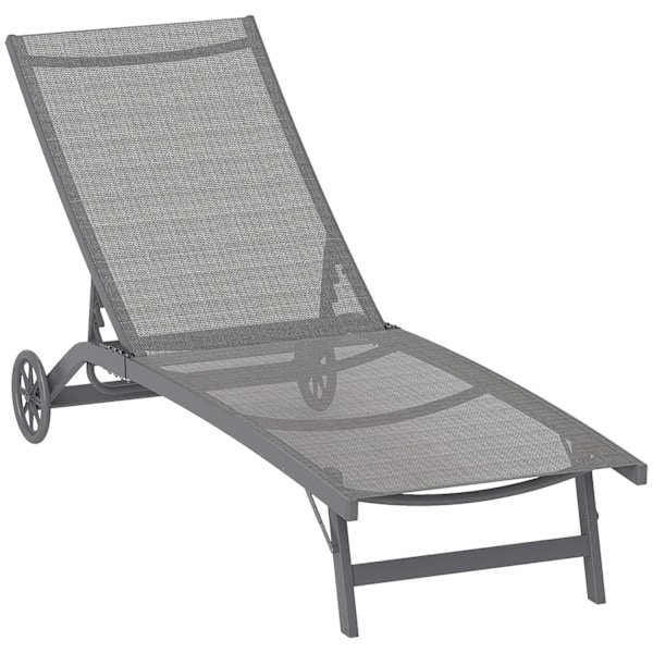 Rootz Sun Lounger - Udendørs hvilestol - Justerbar ryglæn - Åndbar komfort - 195 x 66 x 34 cm - Grå