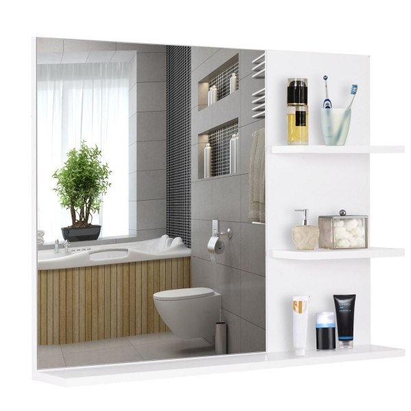 Rootz badeværelsesspejl - hvid - konstrueret træ, spejl - 23,62