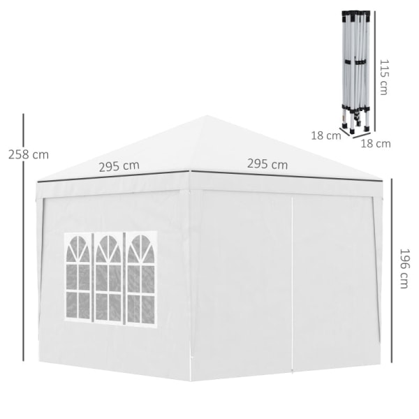 Rootz Pavilion öltält - Partytält - Event Shelter - Hög stabilitet - Snabbinstallation - Väderskydd - 2,95 m x 2,95 m x 2,58 m - Vit