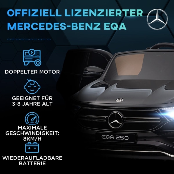 Rootz elektrisk børnebil - Licenseret Mercedes-Benz EQA - Ride-On-bil til børn - Musik & forlygter - Forældrefjernbetjening - 111,5 cm x 69 cm x 52,5