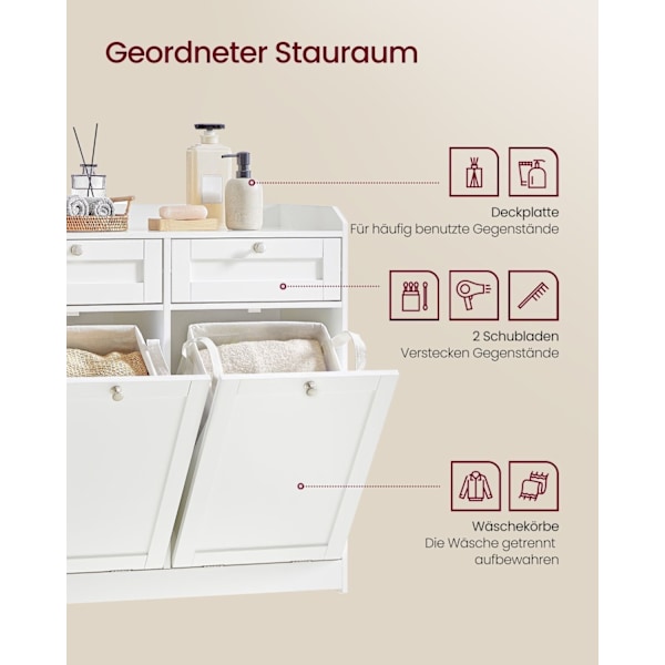Rootz badeværelsesskab med vasketøjskurve - Organizerskab - Opbevaringsskuffesystem - MDF - Polyesterstof - 40 cm x 78,9 cm x 80,2 cm