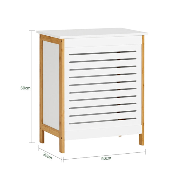 Rootz-pesuarkku - Pyykinkeräin - Pyykkikori - MDF ja bambu - Tilava säilytystila - Tyylikäs muotoilu - Helppo koota - 50 cm x 30 cm x 60 cm