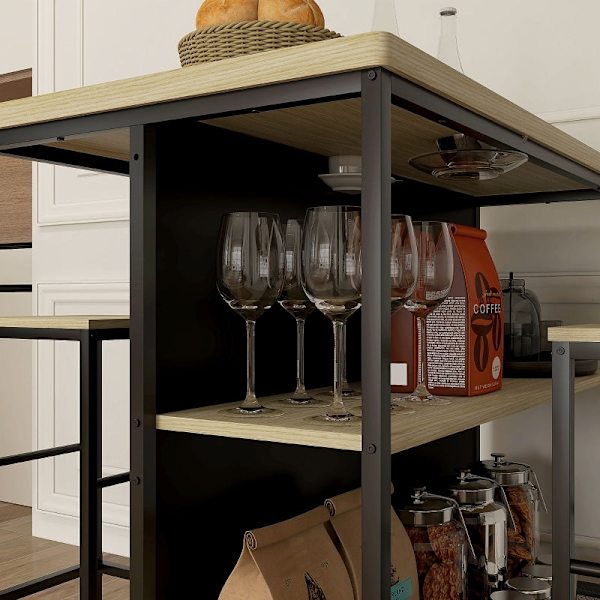 Rootz 3-delade barbordsset - Barstolar - Pubbord - Fläckbeständigt - Utrymmesbesparande - Stålstomme - 100W x 60D x 95H cm (Bord), 32W x 32D x 68H cm