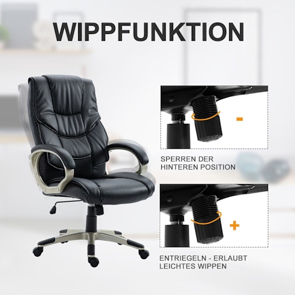 Rootz Swivel Chair - Svart - Läder, Nylon, Metall - 22,83 cm x 27,55 cm x 48,81 cm