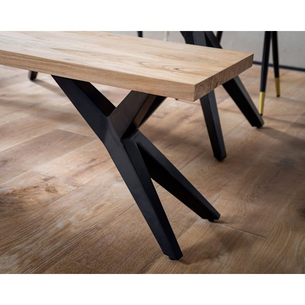 Rootz Massive Dining Bench - Loft Style - Käsintehty istuma - Ainutlaatuinen suunnittelu - 175 cm x 45cm x 45cm - Suojainen laka - 4 henkilön kapasite