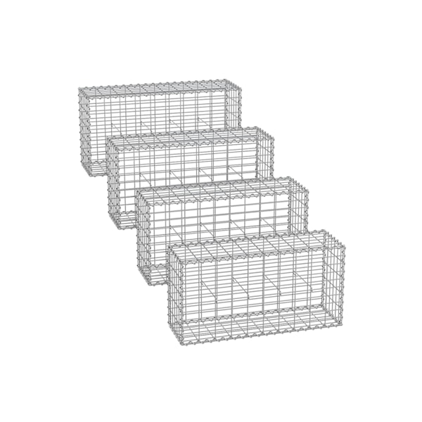 Rootz Heavy Duty Sølvgabionsæt - Metaltrådsnet - Galvaniseret stål - Landskabssten - 100 cm x 50 cm x 30 cm - DIY Haveindretning - Nem montering - Hol