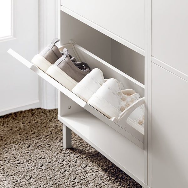 Rootz Skoskab med 2 klapper - Skovipper - Skokommode - Pladsbesparende design - Alsidig opbevaring - Forbedret stabilitet - Hvid - 50 cm x 91 cm x 19
