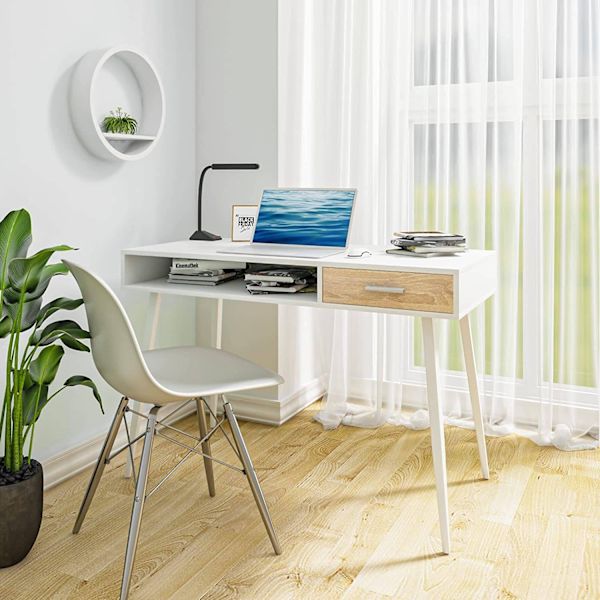 Rootz moderne skrivebord med skuffe - Kontorbord - Arbejdsstation - Rigelig opbevaring - Holdbar og ridsefast - Glat funktionalitet - 50 cm x 75 cm x