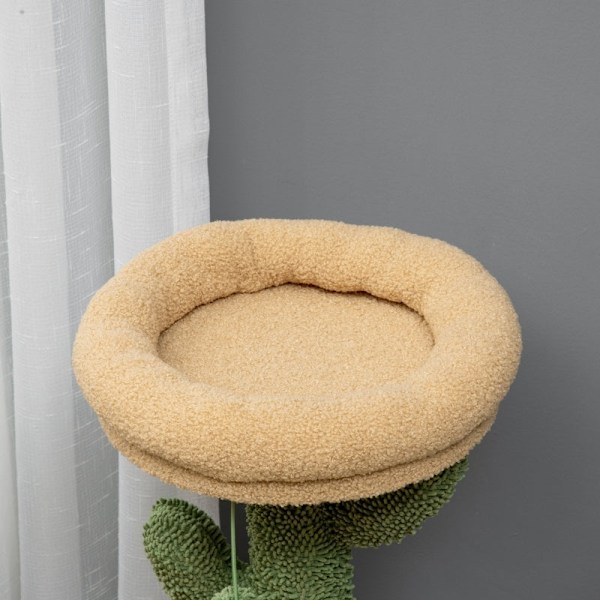 Rootz Cactus Design Cat Tree - Skrapstolpe - Klätterkattträd - Sisallindade stolpar - Spånskiva Bas - Teddy Velour - 40cm x 35cm x 72cm