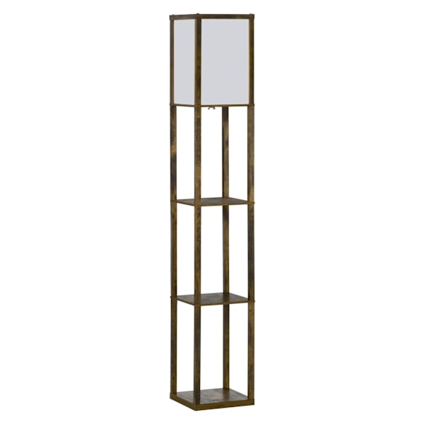 Rootz gulvlampe med hylder - trægulvlampe - stående lampe - stilfuld opbevaring - 26 x 26 x 160 cm