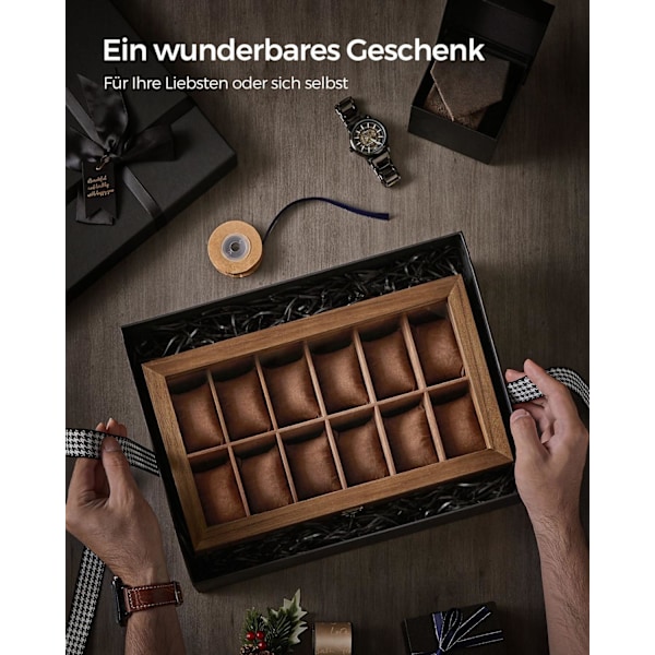 Rootz Watch Box - Organizer - Förvaringsväska - Massivt valnötsträ - 30cm x 20cm x 8cm
