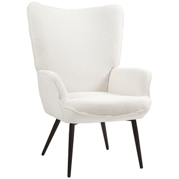 Rootz Wingback Accent Chair - Læsekrogestol - Lounge Chair - Faux lammestof - High-Density Foam - 71 cm x 77 cm x 102 cm