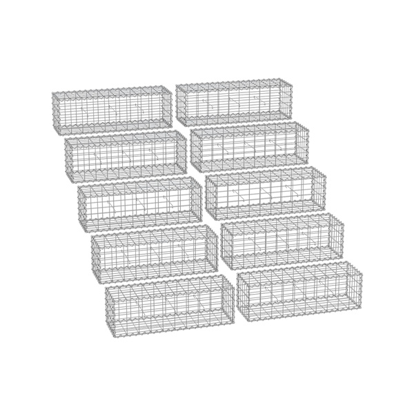 Rootz Gabion kurvesæt - Sølvmetalnet - Galvaniseret stål - Nem montering - Holdbar konstruktion - 100 cm x 30 cm x 30 cm