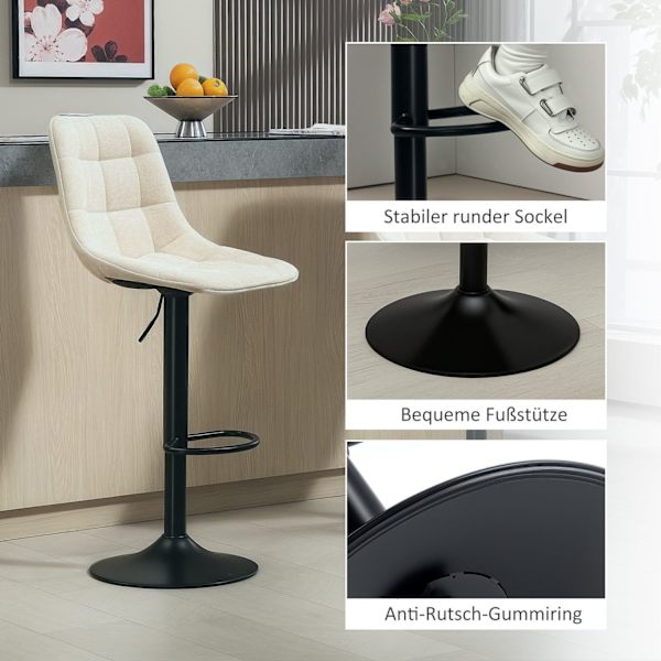 Rootz Modern 2 Set roterande stångstolar - Justerbar avföring - vadderade stångstolar - Höjd mångsidig 63-84cm - 47b x 53T x 96-117H cm