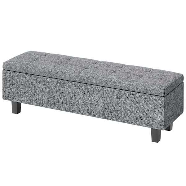 Rootz Linen Look Storage Bench - Lagring Seat Chest - Tufted Storage Bench - Hidden Storage - 138 cm x 40 cm x 45 cm