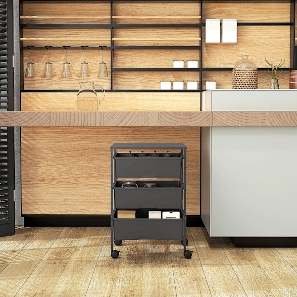 Rootz Opbevaringsvogn - Mobil Organizer - Hjælpevogn - Stålramme - Nem at rengøre - 40,8L x 33,5W x 60,5H cm