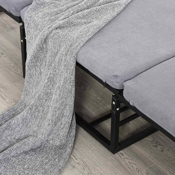 Rootz hopfällbar gästsäng 2-i-1 - Grå - Polyester, stål, skum - 75,59 cm x 26,77 cm x 14,56 cm