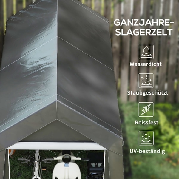 Rootz Haveopbevaringstelt - Cykelskur - Udstyrsskjul - PE presenning - Galvaniseret stål - 210 cm x 360 cm x 235 cm